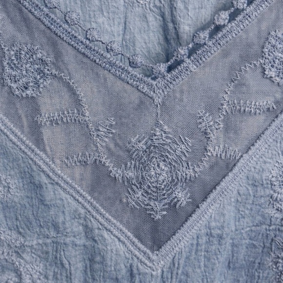 Kindred Anthropologie Slate Blue-Grey Lace Kimono-Style Blouse~ Size Medium. - Picture 8 of 12